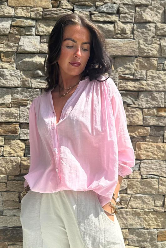 Shayle Indian Cotton Smock Shirt Sugar
